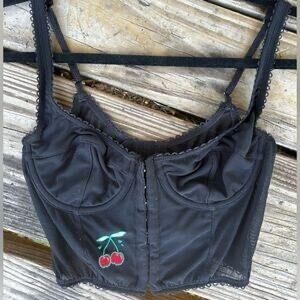 Urban Outfitters Black Cherry Corset Top  Y2K Bustier – Size Small
